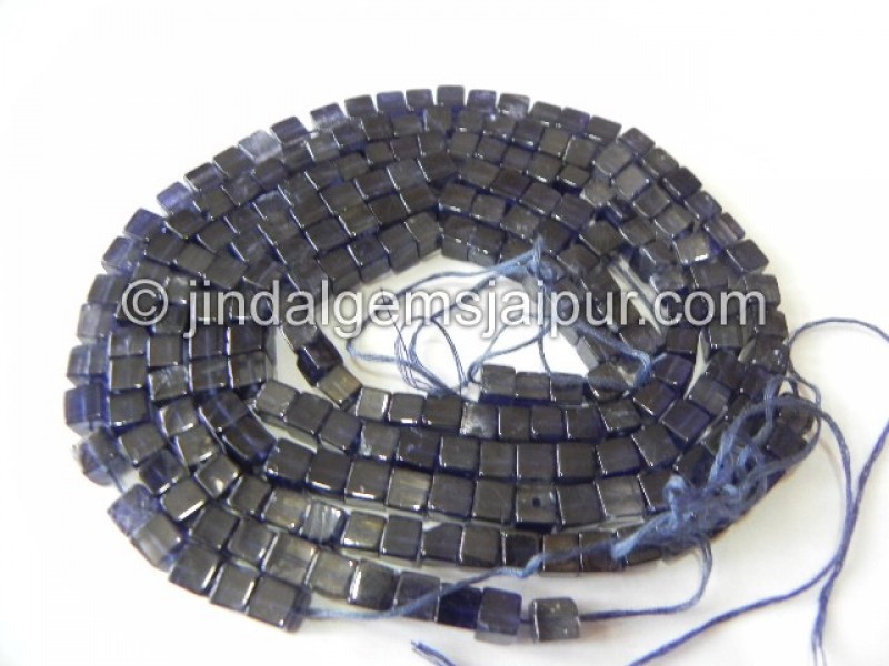 Iolite Plain Cube Shape Beads